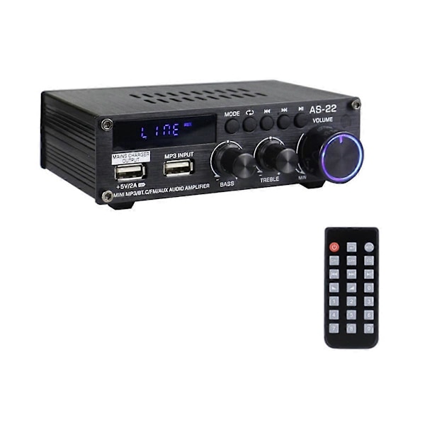 AS22 HiFi Digital forsterker 30Wx2 2.0 Kanal Bluetooth EU Plugg