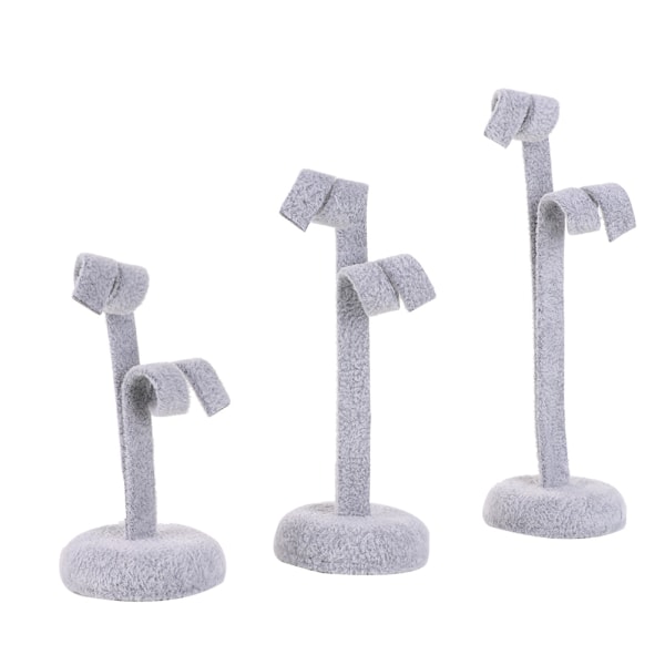3 stk/sæt Skrivebordsdekoration Ornament Ørestikker Ørering Smykker Display Stand Opbevaring (Grå)
