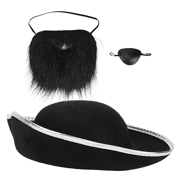 Piratdräkt Hatt Falska Mustascher Ögonlapp Fest Pirat Tillbehör Klänning för Halloween