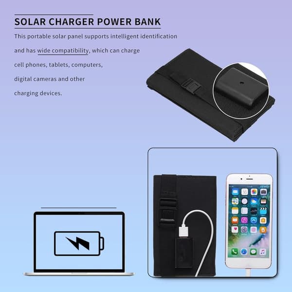 Ineasicer 20W bærbare solpaneler, foldbar soloplader til telefoner, IP65 vandtæt, 5V DC USB-udgang, 480 x 185 mm udfoldede paneler til bærbar computer