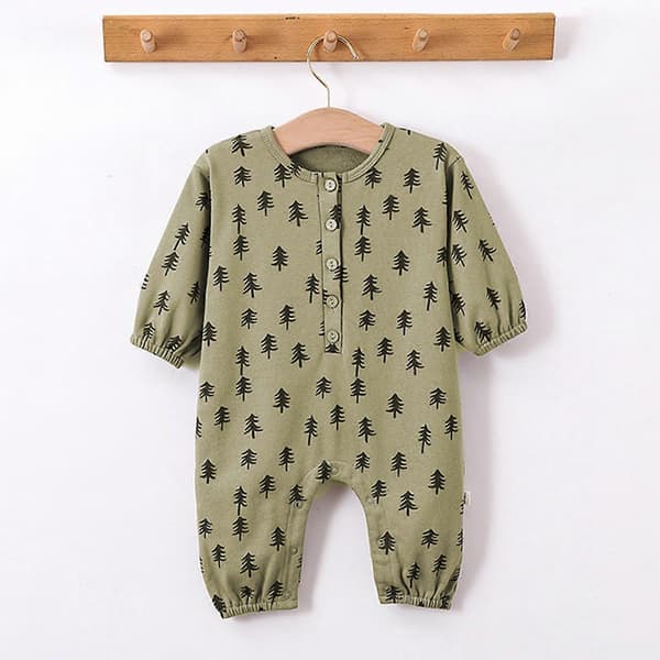 Bomuld Nyfødt Baby Romper Søde Trykte Outfits Langærmede Bodysuits Åndbare Nattøj Pyjamas til Baby Shower 90 måne moon 90