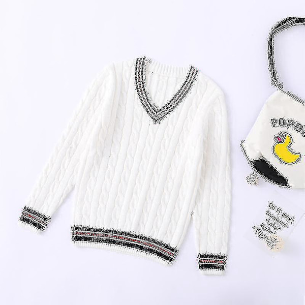 Cricket Jumper för män L Vit Marinblå Himmelblå