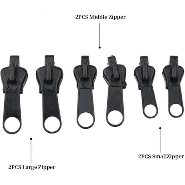 6 stk. Fix Zip Puller, Zip Slider Reparations Instant Kit, Instant Lynlås Sæt, Fix Lynlås Aftagelig Rednings Udskiftningspakke, Instant Lynlås Sæt