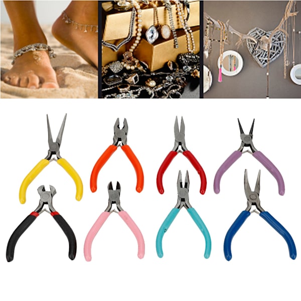 8 st/ set Stålminitång Lång/Rund/Plat Nos Tång Smyckenstillverkningsverktyg