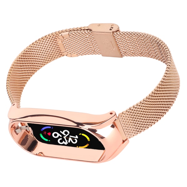 Mesh -rem i rostfritt stål Fashionabla Andas Flexibelt utbytesband Tillbehör Passar för Mi Band 7 Rose Gold