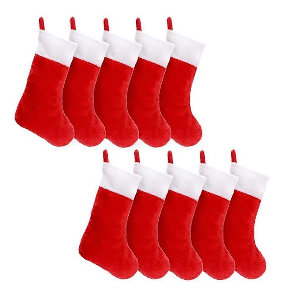 10 st Röda Julstrumpor i Filt