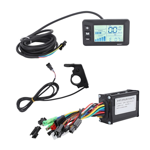 Elektrisk cykel litiumbatteri modifieringssats 17A 3 lägen motorstyrenhet GD01 displaypanel FT 8C magnetisk skiva 109R tumgasreglage för 250W till 350W motor