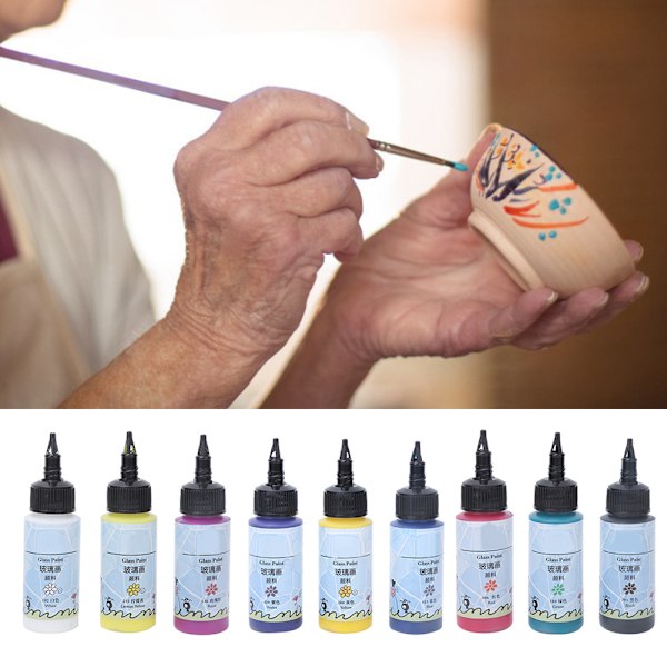 9 farver maling maling akryl maling maling pigment DIY kunst tegnematerialer A7009 glasmaling