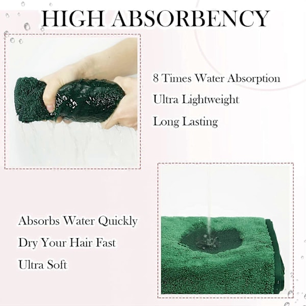 Mikrofiber Hårhandduk Wrap för Kvinnor, Superabsorberande Snabbtorkande Hår Turban för Torkning av Lockigt, Långt & Tjockt Hår (Olivgrön)