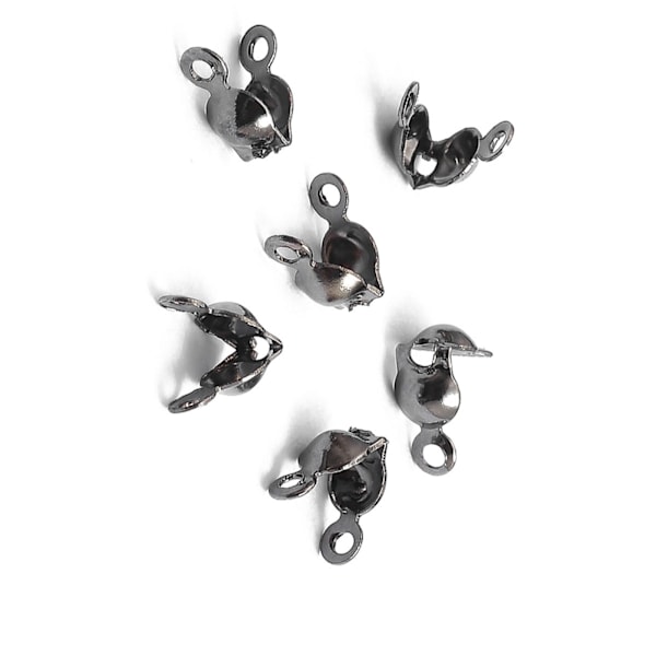 100 stk Perler Tips Knutedeksler Mote Metall Håndlagde Clamshells Crimp Perle Tips Knutedeksler DIY Smykker Tilbehør Ruthenium Svart