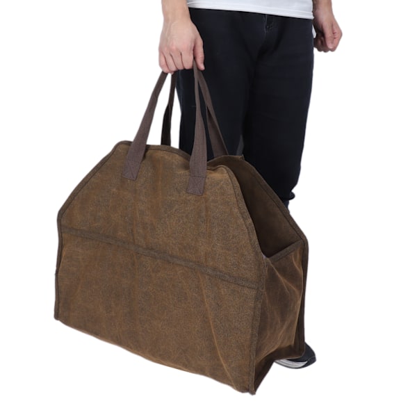 Bärbar canvas vedkorg vedförvaring väska arrangör öppen spis tillbehör