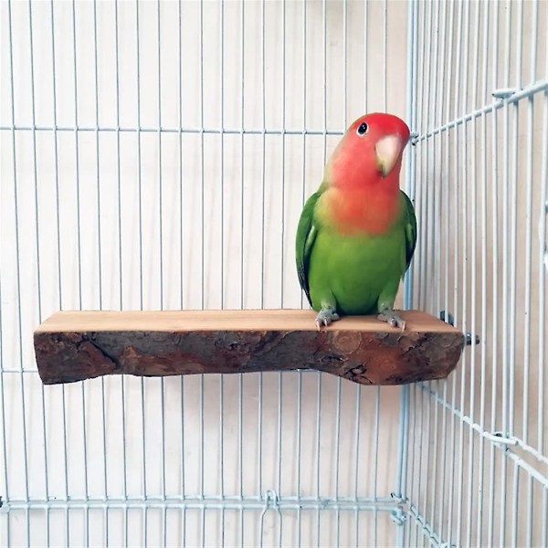 Naturlig Apple Wood Perch Platform för Parakiter, Nymfkakaduor, Conures - 7-8cm Bredd, 15cm Längd