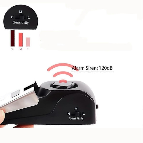 2-pack Dörrstoppslarm med 120DB Siren Dörrstopp för Hem & Resa (Svart)
