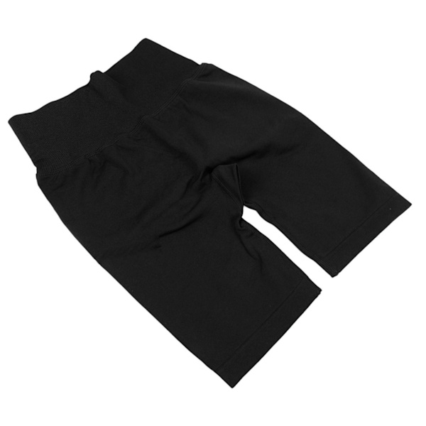 Hög midja yogashorts för kvinnor, mjuka stretchiga andningsbara rumplyft fitness tränings shorts, svarta, L