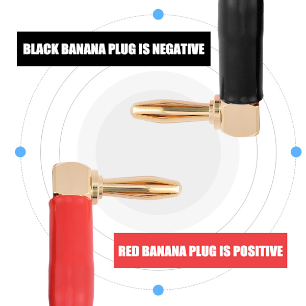 HI-FI ren koppar högtalarkabel rät vinkel L-typ Bananpluggar Linjetråd Röd & Svart 1,8 meter