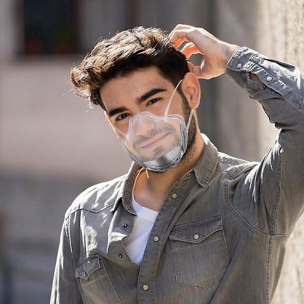 Återanvändbar genomskinlig plastmask - hållbart och genomskinligt cover för ögon, näsa och mun (1 stycke, lila)