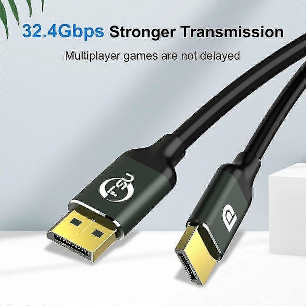 1.4 8K 4K HDR 144Hz 165Hz Display Port -sovitin, yhteensopiva video-PC:n, kannettavan, TV:n DP 1.4 Display Port 1.4 -kaapelin kanssa, 1,5 m