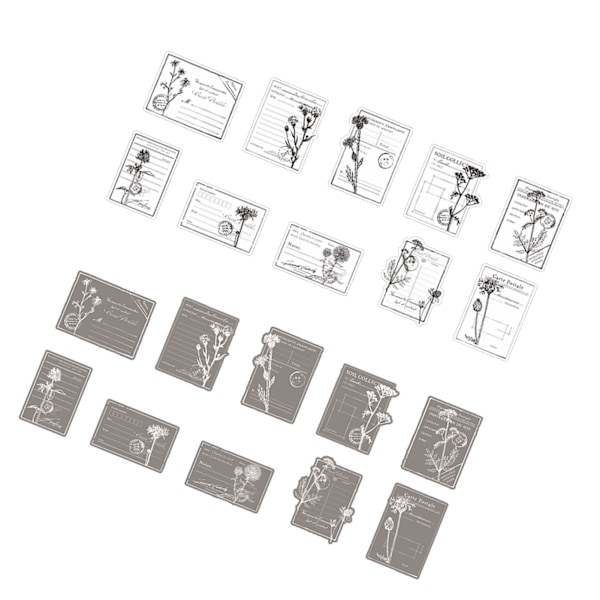 20 stk Håndbok Dekorasjon Klistremerker Blomst Plante Dekorative Klistremerker Svart og Hvit DIY Tema Klistremerker Daisy