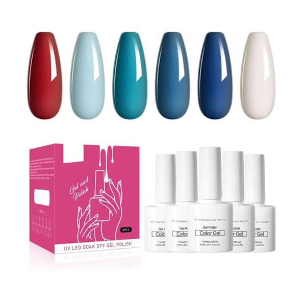 Gel nagellack kit 6 färger professionell långvarig ljus färg harts nagellack för alla årstider