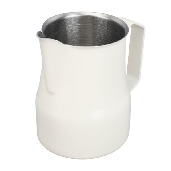 Mælkekande 450ML 304 Rustfrit Stål Skummende Kop Drypfri Kaffe Dampende Kande Hvid