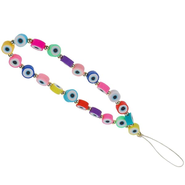 Phone Lanyard Wrist Strap Evil Eye Beaded Phone Charm Polymer Clay Cell Phone Wrist Strap As Shown As Shown 26CM