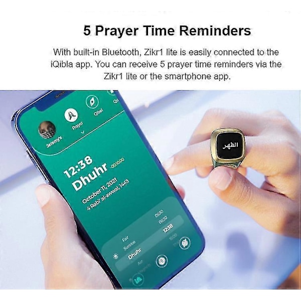 Smart Tasbih Räknarring För Muslimer Zikr Digital Tasbeeh 5 Bönestunder - GSL kaffe