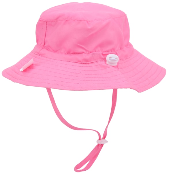 Barnas solhatt med justerbar vindtett stropp trykt strandlue solhatt for barn rosa M (50-54)
