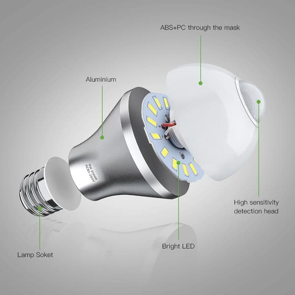 Rörelsesensor Lampa Haofy 9W E27 Smart PIR LED-lampor Auto On/Off Säkerhetslampor Utomhus