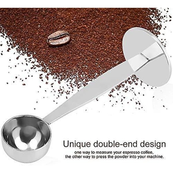 Kaffedoserings- og stampesett i rustfritt stål med måleskjeer