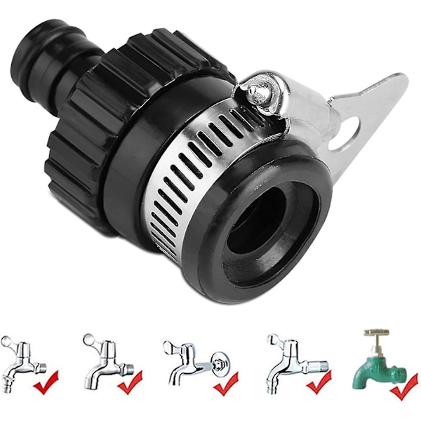Universal Vandhane Slangekobling Hurtigkobling Vandhaneadapter Diameter Mindre End 20mm (sort) 2 stk