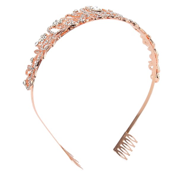 Brudekrone Rhinestone Elegant Glimrende Bryllupsprinsessekrone til Halloween Rosaguld