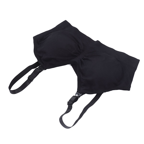 Håndfri amme-bh, justerbar, blød, åndbar pumpe-bh til amning til puerpera, sort, XL
