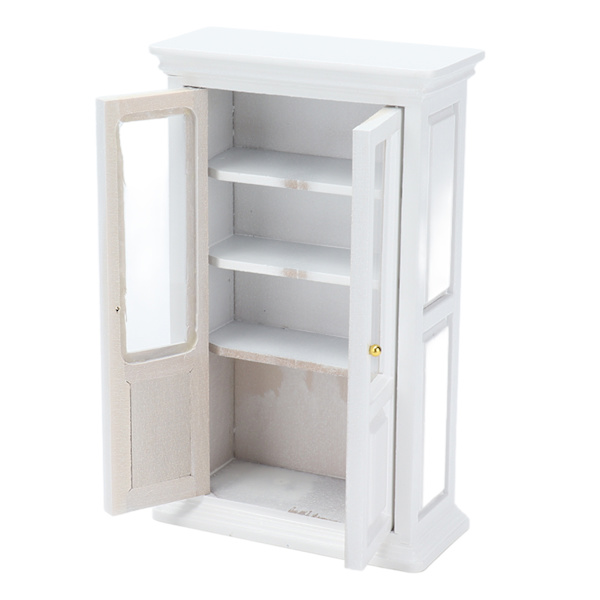 1:12 Dukkehus Miniature Bogreol Skab Mini Træ Dukkehus Dekoration Møbler til Stue Studerestue Hvid
