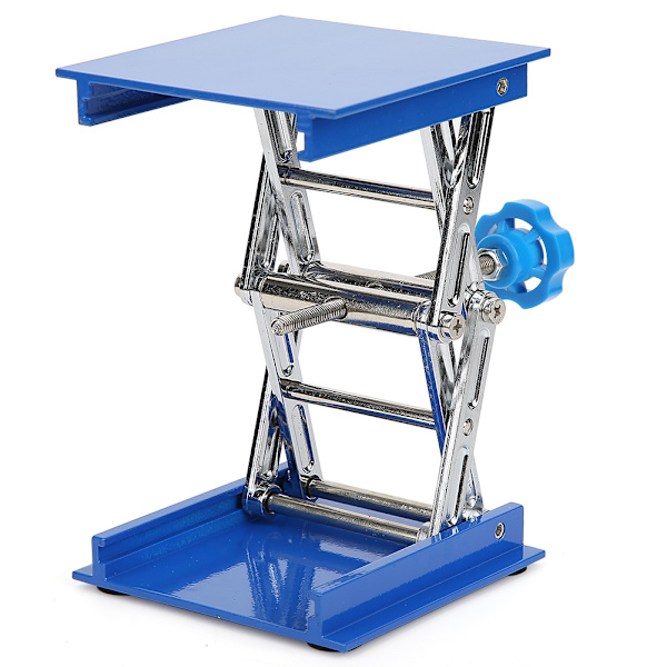 100 x 100 mm blå galvaniseret aluminium laboratorieløfteplatform stativ stativ sakseløfter
