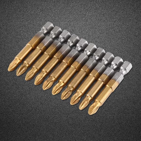 10 stk PH2 Krysshode Skrutrekkerbits Sett Antiskli 1/4 Tommers Sekskant Skaft 50mm