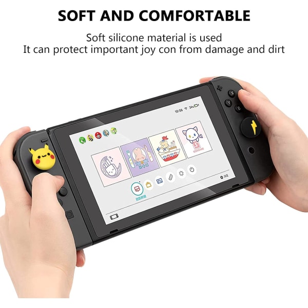 Cat and Star (4 stk)-Grip Caps Kompatibel med Switch & Switch Lite, bløde silikone Grip Caps til Joy-Con Game Controller, 3D Analog Cover