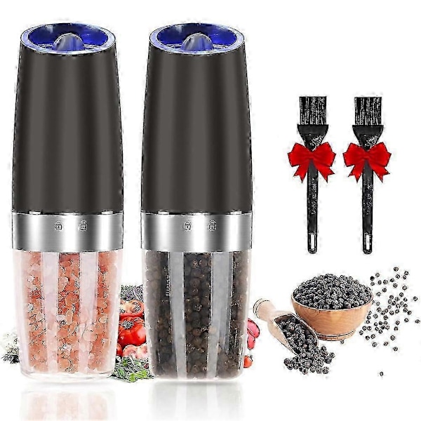 Elektrisk salt- og pepperkvern, justerbar grovhet, automatisk kvern, batteridrevet med LED-lys