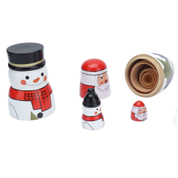 5 stk. Matryoshka-dukker Blanke Runde Unikke Julemotiver Attraktive Dekorative Ornamenter til Festlige Gaver