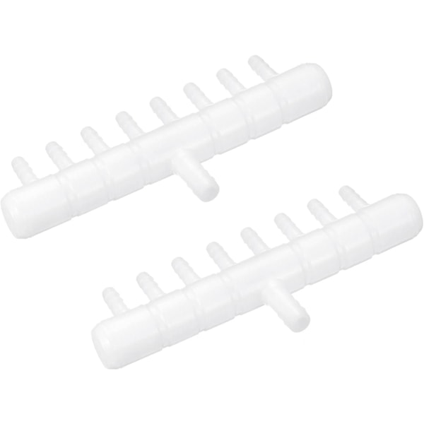 8mm - 4mm 8-tietoinen ilmatubeliittimen liitin akvaarioon, valkoinen - 5 kpl