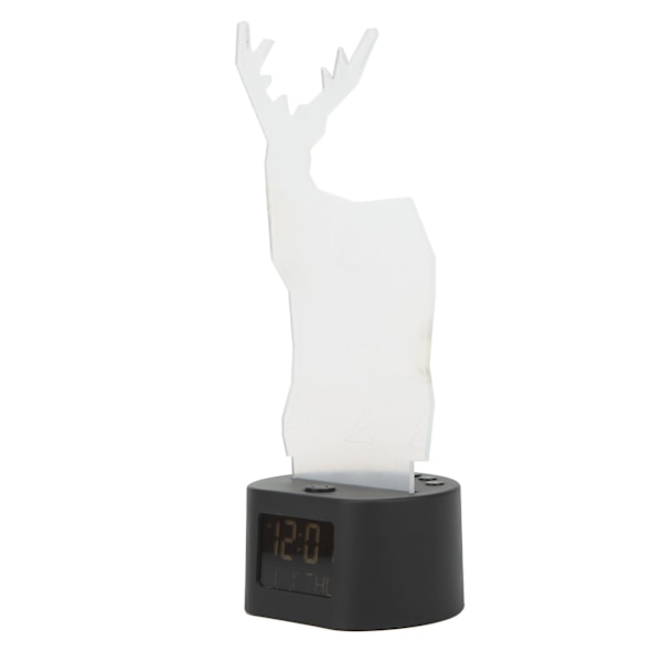 Digital klocka evighetskalender LED RGB svart bas hjort stil dubbel strömförsörjning 3D akryl tecknad nattlampa för rum