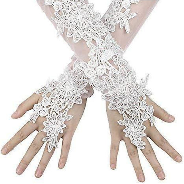 Eleganta spetsbröllopshandskar - gotisk virkning, halvfinger - perfekt för bröllop, baler och mer!