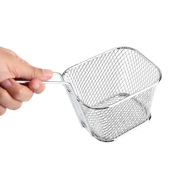8 stk. Mini Friturekurve i rustfrit stål til servering af chips, si til madlavning af kartofler