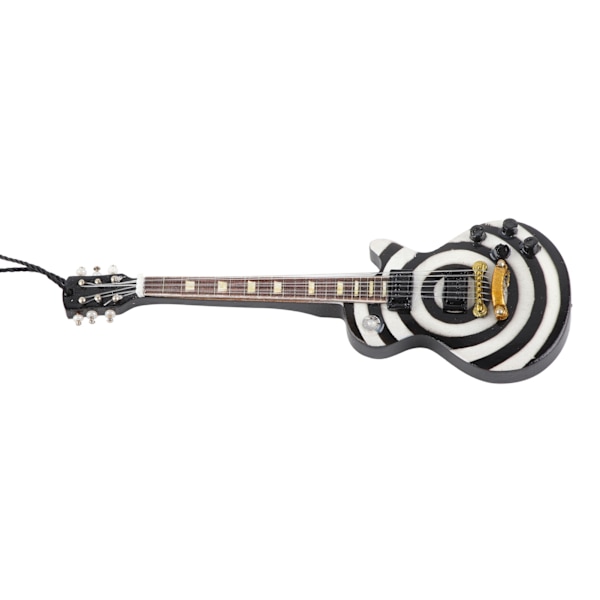 Gitarrprydnad Dekoration Verklighetstrogen Trä Miniatyr Elgitarr Modell med Snodd för Sovrum Vardagsrum Kontor