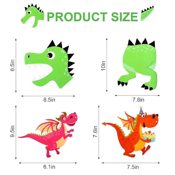 Dinosaurus Hyvää Syntymäpäivää Banneri, Dinosaurus-teemaiset Syntymäpäiväkoristeet Pojille ja Tytöille Syntymäpäiväjuhliin
