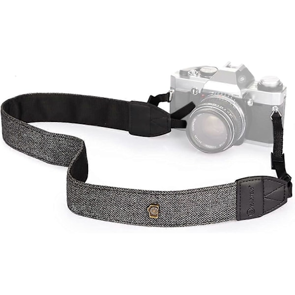 Kamerarem för axel och nacke för alla DSLR-kameror, vit och svart