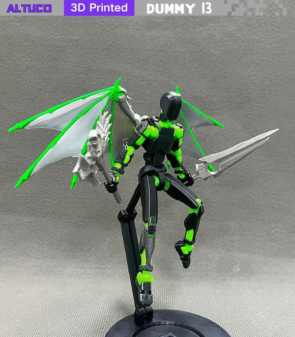 T13 Demon Action Figure with Multiple Accessories, Pre-assembled Titan 13 Desk Decoration, 3D Printed Multi-jointed Dummy 13 Figure with Stand