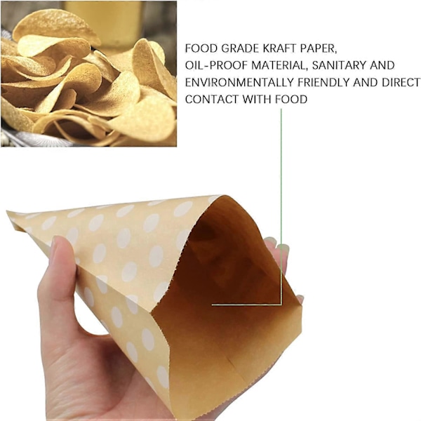 50 st Kraftpapper Matpåsar, Kraftpapperspåsar kakpåsar presentpåsar Godispåsar för Bröllop, Födelsedag, Fest, Årsdag, Halloween, Jul etc