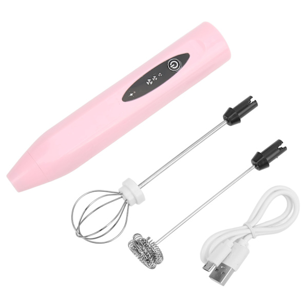 Kädessä pidettävä sähkövatkain USB-latauksella, liukumaton kahva, sähkövatkain 2 sekoituspäällä kotitalouksien kakkukaupoille, vaaleanpunainen