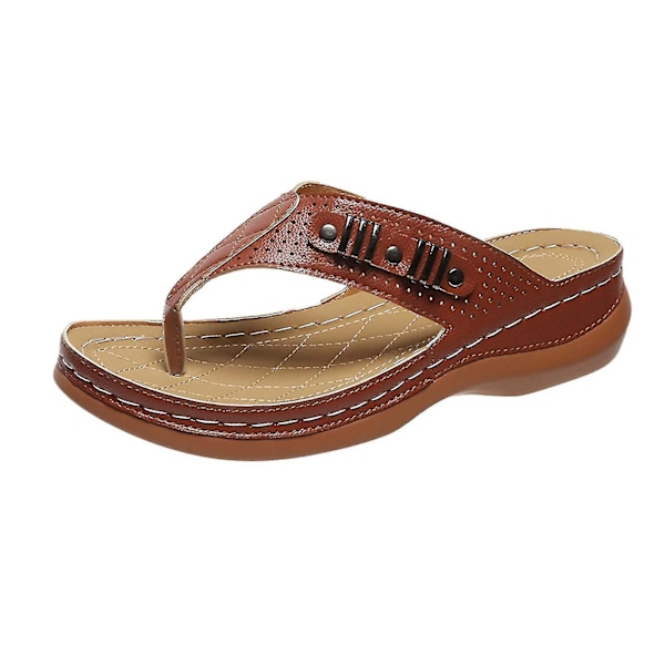 Ortopediske kileflip-flops for kvinner - brune strandsandaler