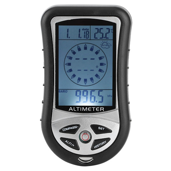 Bärbar kompass multifunktionell elektronisk väderaltimeter höjd barometer